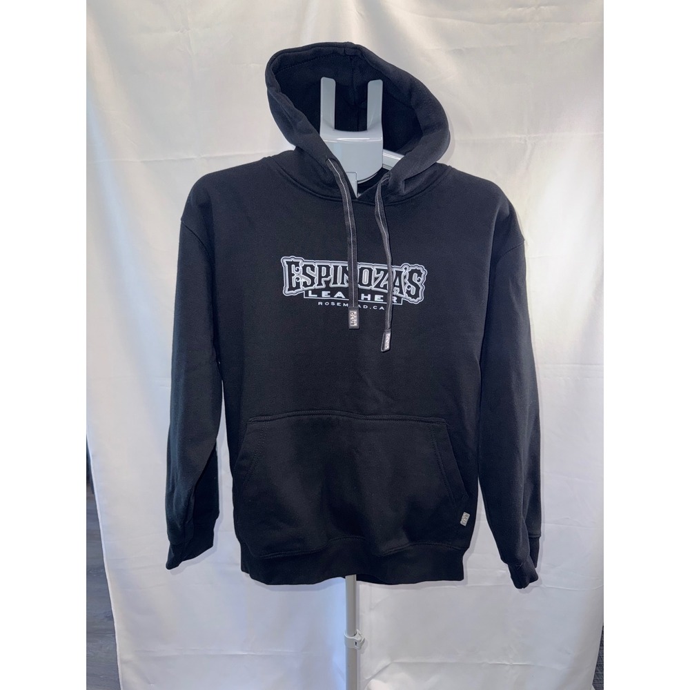 Pro Club Espinozas Leather Hoodie Mens Black Biker Graphic Sweatshirt size M